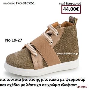 ΠΑΠΟΥΤΣΙΑ ΒΑΠΤΙΣΗΣ ΜΠΟΤΑΚΙΑ ΜΕ ΦΕΡΜΟΥΑΡ ΚΑΙ ΣΧΕΔΙΟ ΜΕ ΛΑΣΤΙΧΟ ΣΕ ΧΡΩΜΑ ΕΛΕΦΑΝΤ GORGINO ΔΕΡΜΑΤΙΝΑ-ΑΝΑΤΟΜΙΚΑ ΓΚΟ G1052-1