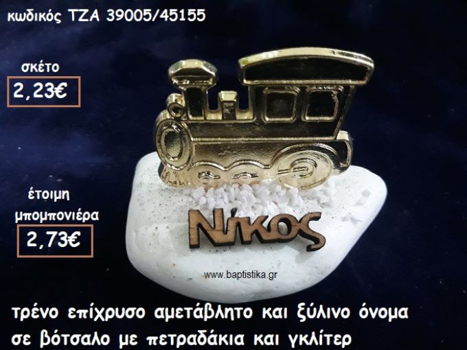 ΤΡΕΝΟ ΕΠΙΧΡΥΣΟ ΚΑΙ ΞΥΛΙΝΟ ΟΝΟΜΑ ΣΕ ΒΟΤΣΑΛΟ ΓΙΑ ΜΠΟΜΠΟΝΙΕΡΕΣ ΒΑΠΤΙΣΗΣ ΤΖΑ-39005/45155