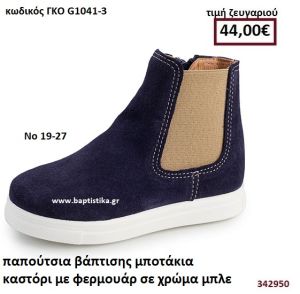 ΠΑΠΟΥΤΣΙΑ ΒΑΠΤΙΣΗΣ ΜΠΟΤΑΚΙΑ ΚΑΣΤΟΡΙ ΜΕ ΦΕΡΜΟΥΑΡ ΣΕ ΧΡΩΜΑ ΜΠΛΕ GORGINO ΔΕΡΜΑΤΙΝΑ-ΑΝΑΤΟΜΙΚΑ ΓΚΟ G1041-3